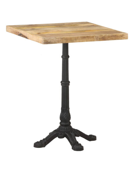 Table de bistro Vintage / Rétro en bois de manguier brut 60x60x77 cmc {attributes} Table de bistro Vintage / Rétro en bois de manguier brut 60x60x77 cmc {attributes}