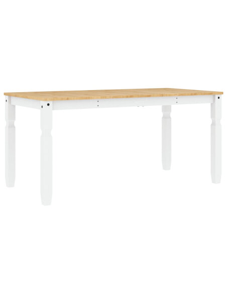 Table à manger style Campagne en bois de pin massif Blanc 160x80x75 cm {attributes} Table à manger style Campagne en bois de pin massif Blanc 160x80x75 cm {attributes}