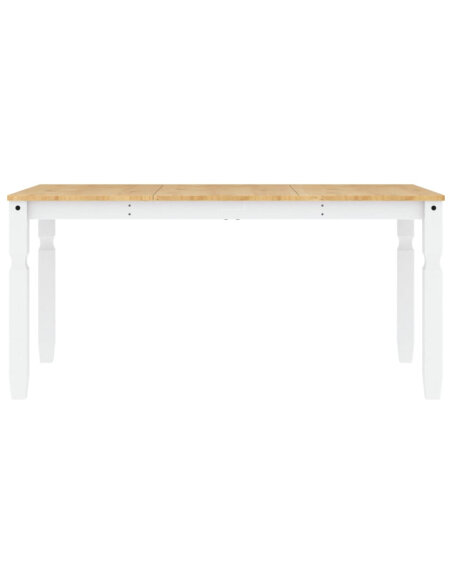 Table à manger style Campagne en bois de pin massif Blanc 160x80x75 cm {attributes} Table à manger style Campagne en bois de pin massif Blanc 160x80x75 cm {attributes}