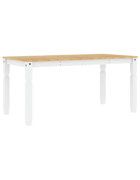 Table à manger style Campagne en bois de pin massif Blanc 160x80x75 cm {attributes} Table à manger style Campagne en bois de pin massif Blanc 160x80x75 cm {attributes}