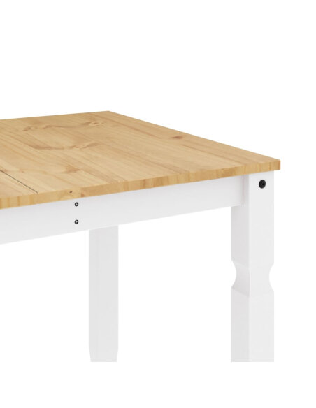 Table à manger style Campagne en bois de pin massif Blanc 160x80x75 cm {attributes} Table à manger style Campagne en bois de pin massif Blanc 160x80x75 cm {attributes}