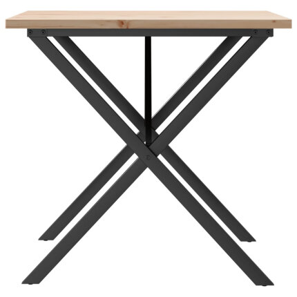 Table à manger Style Industriel cadre en X en bois de pin massif & fonte 80 x 80 x 75.5 cm {attributes}