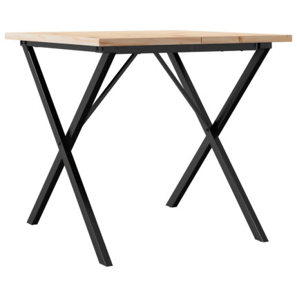 Table à manger Style Industriel cadre en X en bois de pin massif & fonte 80 x 80 x 75.5 cm {attributes}