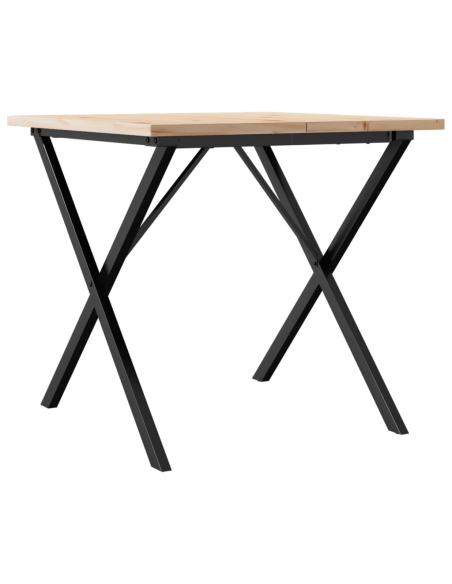 Table à manger Style Industriel cadre en X en bois de pin massif & fonte 80 x 80 x 75.5 cm {attributes}