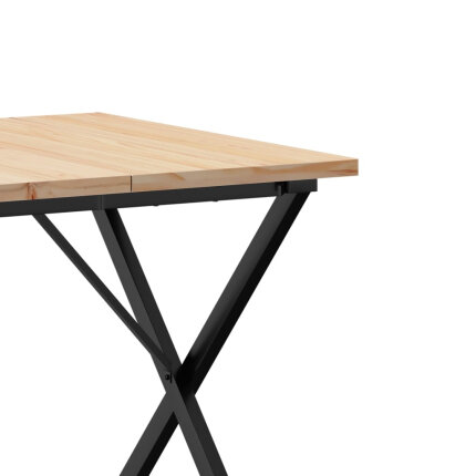 Table à manger Style Industriel cadre en X en bois de pin massif & fonte 80 x 80 x 75.5 cm {attributes}