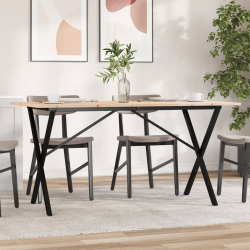 Table à manger Style Industriel cadre en X en bois de pin massif & fonte 140 x 80 x 75 cm {attributes} 2