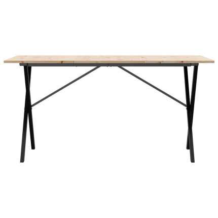 Table à manger Style Industriel cadre en X en bois de pin massif & fonte 140 x 80 x 75 cm {attributes}