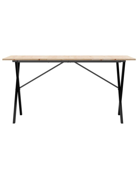 Table à manger Style Industriel cadre en X en bois de pin massif & fonte 140 x 80 x 75 cm {attributes} Table à manger Style Industriel cadre en X en bois de pin massif & fonte 140 x 80 x 75 cm {attributes}