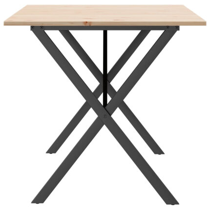 Table à manger Style Industriel cadre en X en bois de pin massif & fonte 140 x 80 x 75 cm {attributes}
