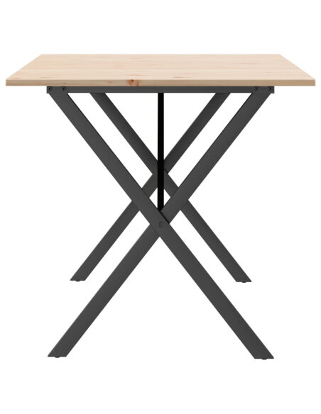 Table à manger Style Industriel cadre en X en bois de pin massif & fonte 140 x 80 x 75 cm {attributes} Table à manger Style Industriel cadre en X en bois de pin massif & fonte 140 x 80 x 75 cm {attributes}
