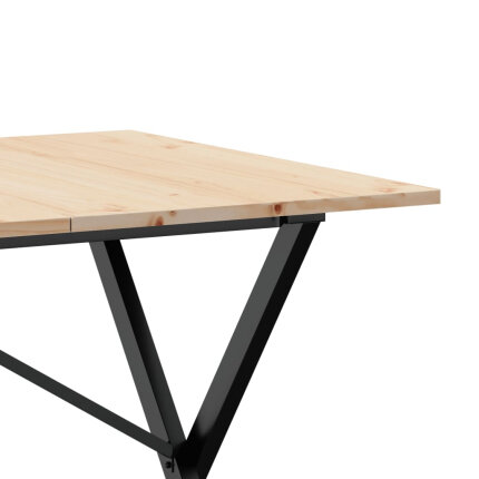 Table à manger Style Industriel cadre en X en bois de pin massif & fonte 140 x 80 x 75 cm {attributes}
