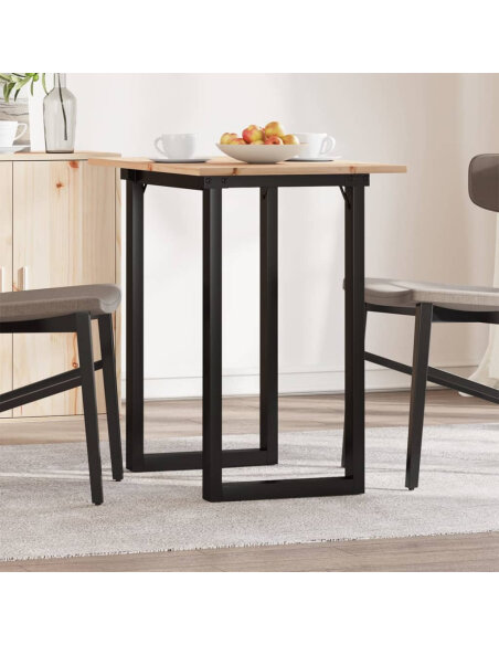 Table à manger Style Industriel cadre en O en bois de pin massif & fonte 80 x 50 x 75 cm {attributes}