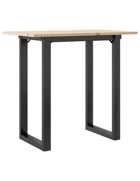 Table à manger Style Industriel cadre en O en bois de pin massif & fonte 80 x 50 x 75 cm {attributes}