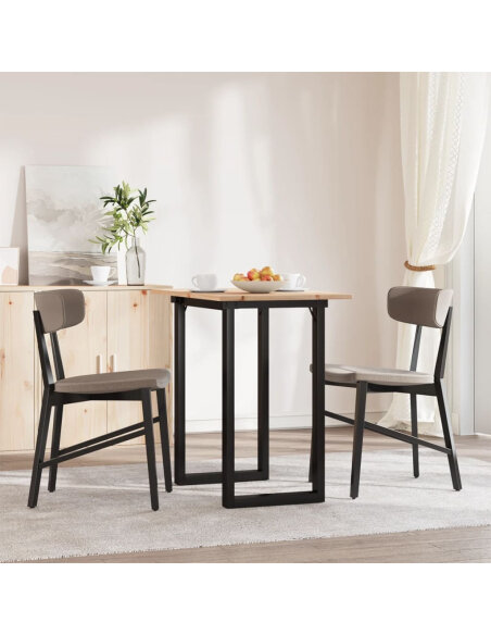 Table à manger Style Industriel cadre en O en bois de pin massif & fonte 80 x 50 x 75 cm {attributes}