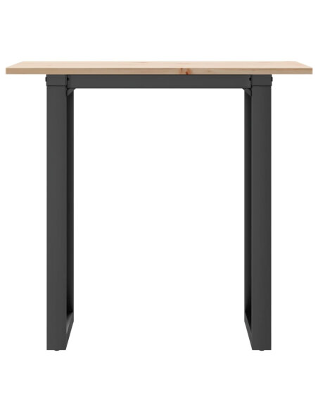 Table à manger Style Industriel cadre en O en bois de pin massif & fonte 80 x 50 x 75 cm {attributes}