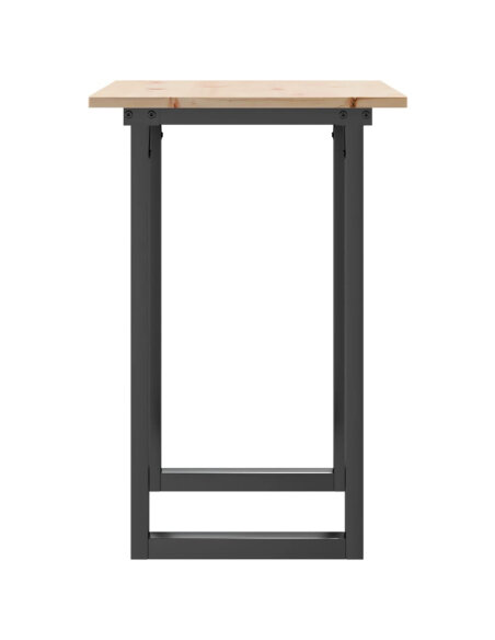 Table à manger Style Industriel cadre en O en bois de pin massif & fonte 80 x 50 x 75 cm {attributes}