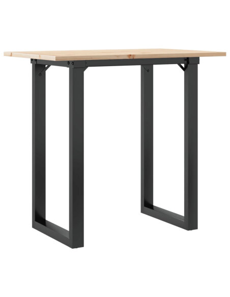 Table à manger Style Industriel cadre en O en bois de pin massif & fonte 80 x 50 x 75 cm {attributes}