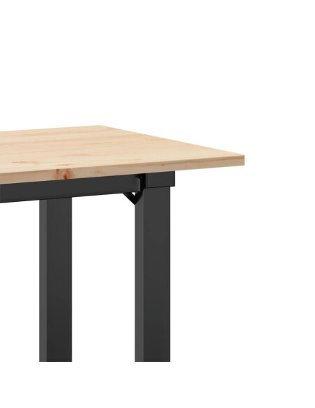 Table à manger Style Industriel cadre en O en bois de pin massif & fonte 80 x 50 x 75 cm {attributes}