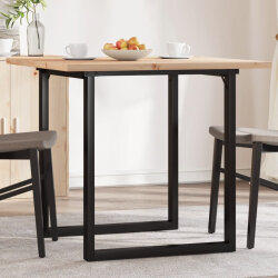 Table à manger Style Industriel cadre en O en bois de pin massif & fonte 90 x 90 x 75.5 cm {attributes} 2