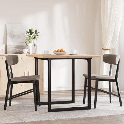 Table à manger Style Industriel cadre en O en bois de pin massif & fonte 90 x 90 x 75.5 cm {attributes}