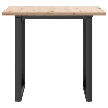 Table à manger Style Industriel cadre en O en bois de pin massif & fonte 90 x 90 x 75.5 cm {attributes}