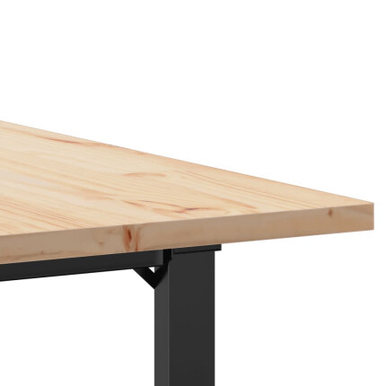 Table à manger Style Industriel cadre en O en bois de pin massif & fonte 90 x 90 x 75.5 cm {attributes}