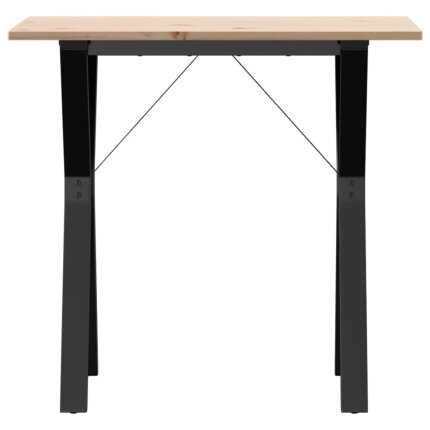 Table à manger Style Industriel cadre en Y en bois de pin massif & fonte 80 x 50 x 75 cm {attributes}