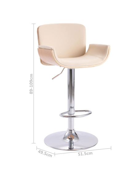 Tabouret de bar Rétro / Vintage en similicuir Crème  {attributes}