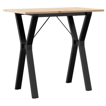 Table à manger Style Industriel cadre en Y en bois de pin massif & fonte 80 x 50 x 75 cm {attributes}