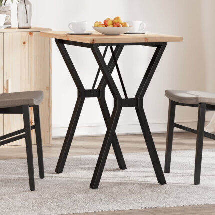 Table à manger Style Industriel cadre en Y en bois de pin massif & fonte 80 x 50 x 75.5 cm {attributes}