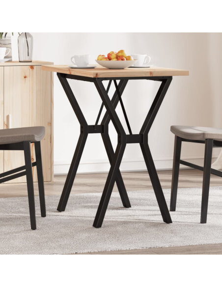 Table à manger Style Industriel cadre en Y en bois de pin massif & fonte 80 x 50 x 75.5 cm {attributes}