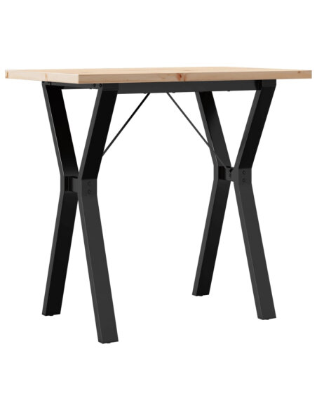 Table à manger Style Industriel cadre en Y en bois de pin massif & fonte 80 x 50 x 75.5 cm {attributes}