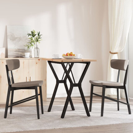 Table à manger Style Industriel cadre en Y en bois de pin massif & fonte 80 x 50 x 75.5 cm {attributes}