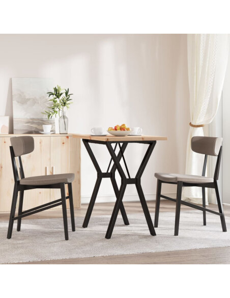 Table à manger Style Industriel cadre en Y en bois de pin massif & fonte 80 x 50 x 75.5 cm {attributes}