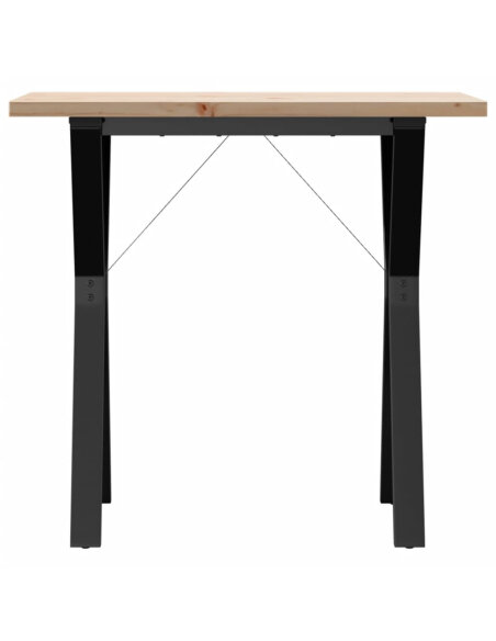 Table à manger Style Industriel cadre en Y en bois de pin massif & fonte 80 x 50 x 75.5 cm {attributes}