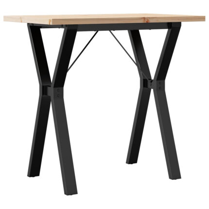 Table à manger Style Industriel cadre en Y en bois de pin massif & fonte 80 x 50 x 75.5 cm {attributes}
