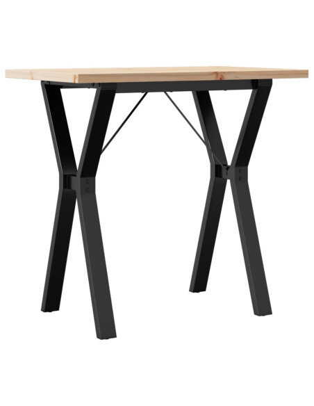 Table à manger Style Industriel cadre en Y en bois de pin massif & fonte 80 x 50 x 75.5 cm {attributes}