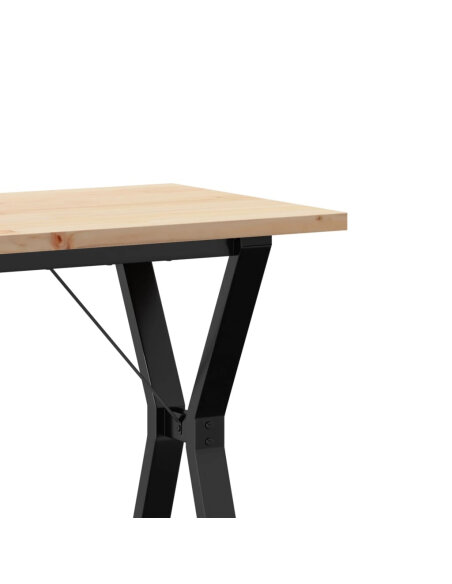 Table à manger Style Industriel cadre en Y en bois de pin massif & fonte 80 x 50 x 75.5 cm {attributes}