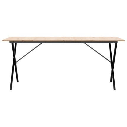 Table à manger Style Industriel cadre en X en bois de pin massif & fonte 180 x 90 x 75 cm {attributes}