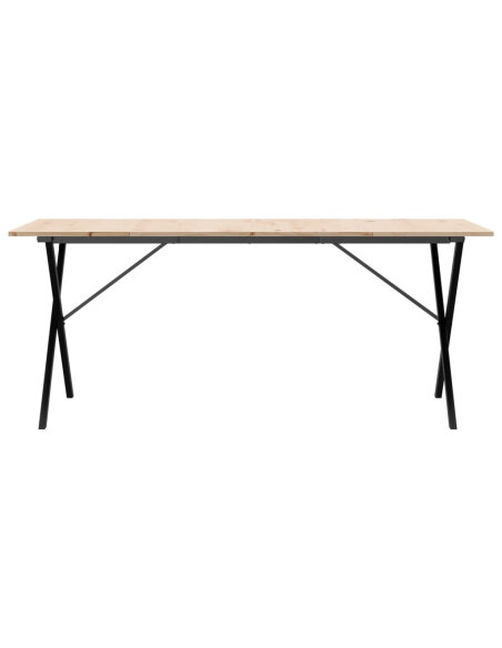 Table à manger Style Industriel cadre en X en bois de pin massif & fonte 180 x 90 x 75 cm {attributes}