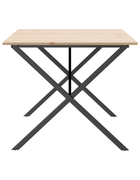 Table à manger Style Industriel cadre en X en bois de pin massif & fonte 180 x 90 x 75 cm {attributes}
