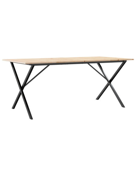 Table à manger Style Industriel cadre en X en bois de pin massif & fonte 180 x 90 x 75 cm {attributes}