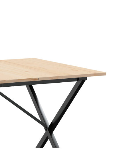 Table à manger Style Industriel cadre en X en bois de pin massif & fonte 180 x 90 x 75 cm {attributes}