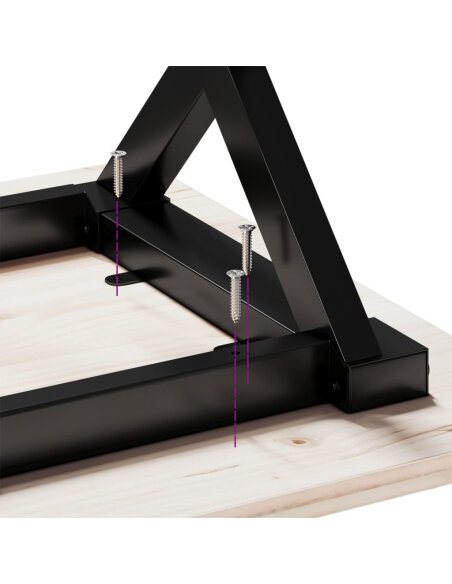 Table à manger Style Industriel cadre en X en bois de pin massif & fonte 180 x 90 x 75 cm {attributes}