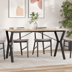 Table à manger Style Industriel cadre en Y en bois de pin massif & fonte 160 x 80 x 75 cm {attributes} 2