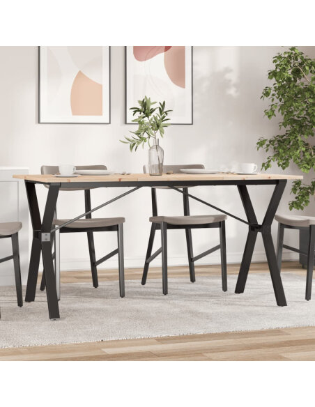 Table à manger Style Industriel cadre en Y en bois de pin massif & fonte 160 x 80 x 75 cm {attributes} Table à manger Style Industriel cadre en Y en bois de pin massif & fonte 160 x 80 x 75 cm {attributes}