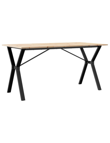 Table à manger Style Industriel cadre en Y en bois de pin massif & fonte 160 x 80 x 75 cm {attributes} Table à manger Style Industriel cadre en Y en bois de pin massif & fonte 160 x 80 x 75 cm {attributes}