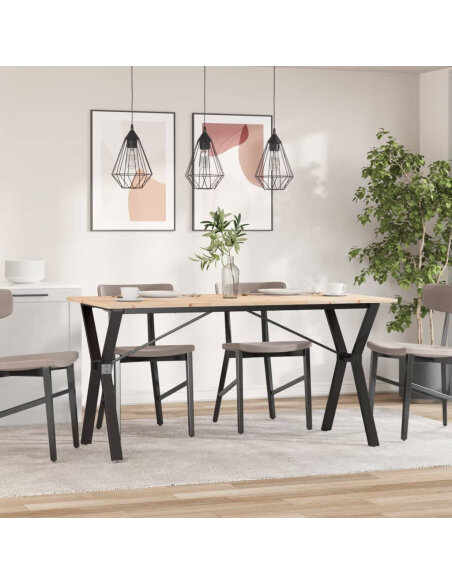 Table à manger Style Industriel cadre en Y en bois de pin massif & fonte 160 x 80 x 75 cm {attributes} Table à manger Style Industriel cadre en Y en bois de pin massif & fonte 160 x 80 x 75 cm {attributes}