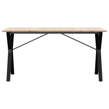 Table à manger Style Industriel cadre en Y en bois de pin massif & fonte 160 x 80 x 75 cm {attributes}