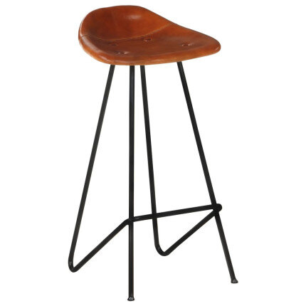 Tabourets de bar industriel en lot de 2 en cuir véritable Brun  {attributes}